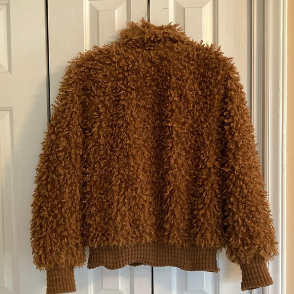 Wild Fable Brown Teddy Faux Fur Zip Up Jacket - Picture 4 of 6
